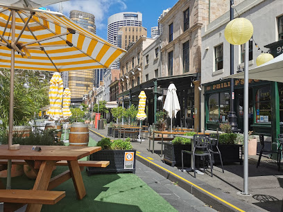 Outdoor seating near The Rocks Cafe on George Street