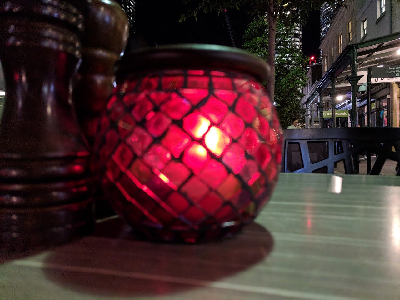 Evening outdoor table at The Rocks Cafe
